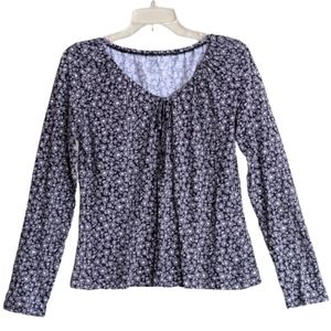 Merona Tip Gray Black Floral Peasant Boho Cotton Long Sleeves